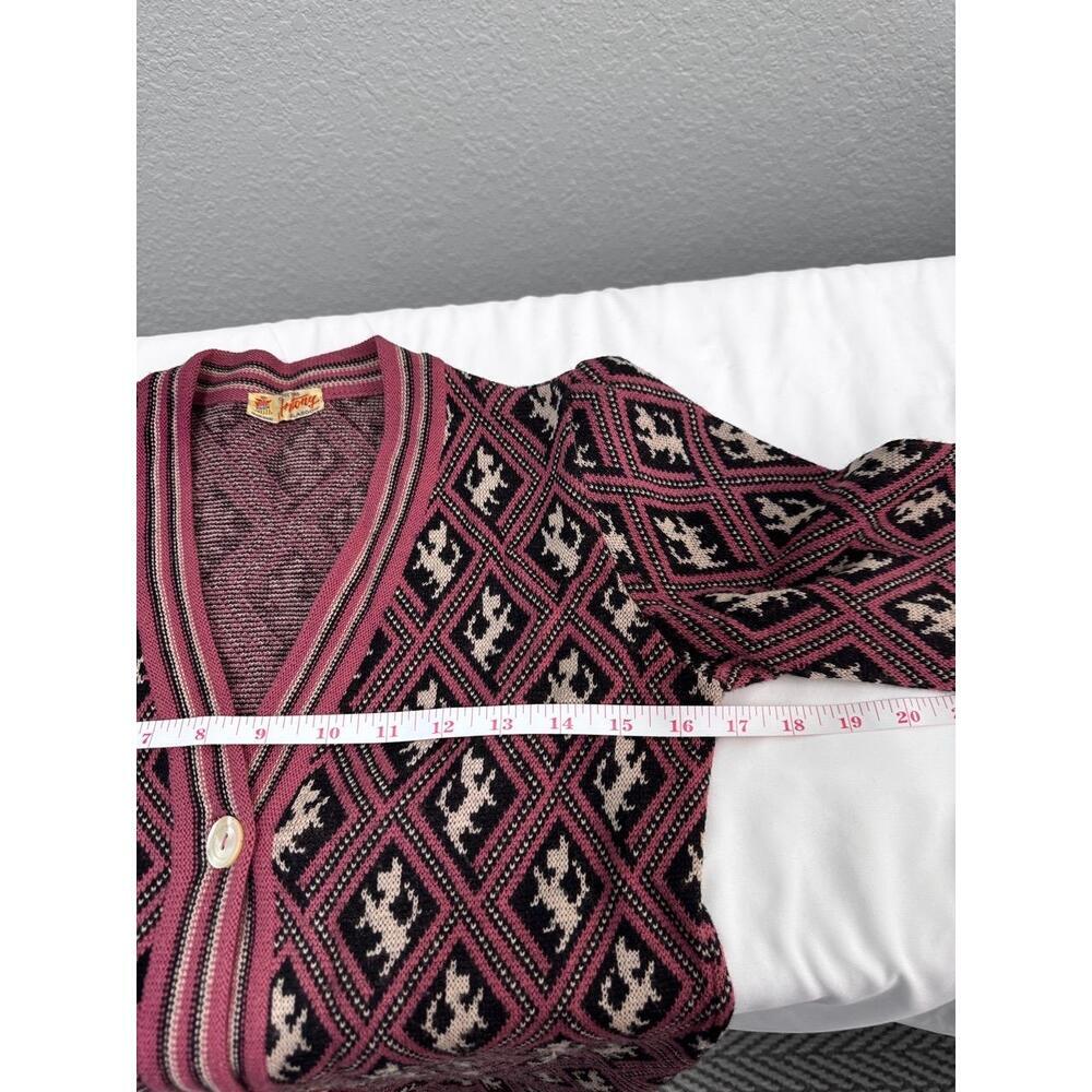 Antony Glasgow Scottie Pattern Button Down VNeck  Knit Cardigan Womens Vintage - Picture 6 of 10